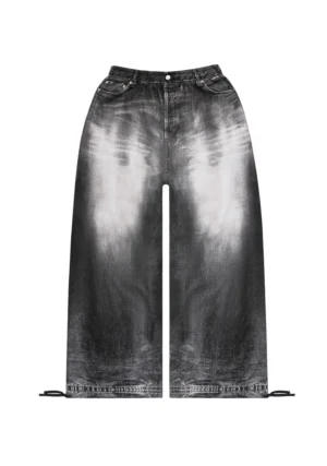 Off Grid Denim Effect Oversized Sweatpants Washed Black