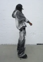 Off Grid Denim Effect Oversized Sweatpants Washed Black-4