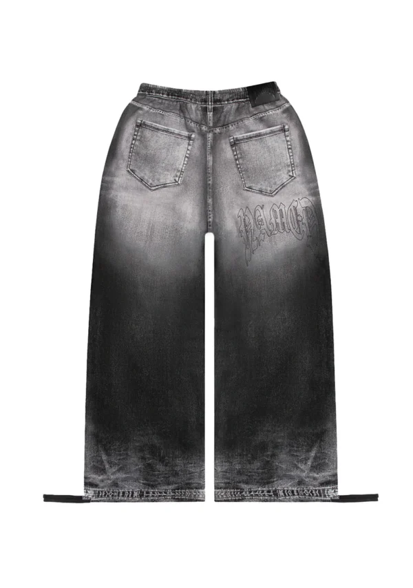 Off Grid Denim Effect Oversized Sweatpants Washed Black-5