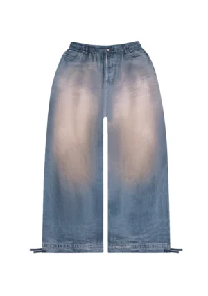 Off Grid Denim Effect Oversized Sweatpants Washed Blue