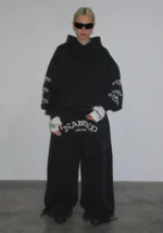 Old English Oversized Sweatpants Washed Charcoal-1