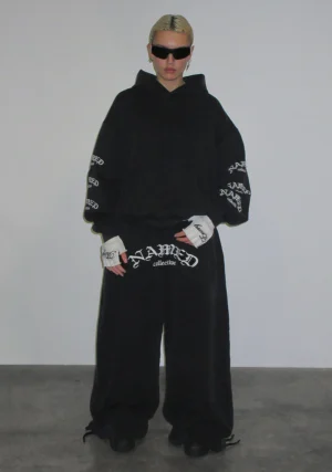 Old English Oversized Sweatpants Washed Charcoal-1