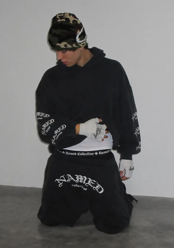 Old English Oversized Sweatpants Washed Charcoal-3
