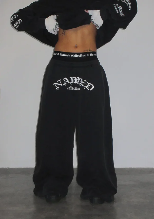 Old English Oversized Sweatpants Washed Charcoal-4
