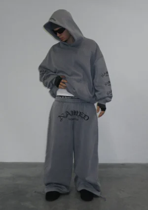 Old English Oversized Sweatpants Washed Vintage Grey-1