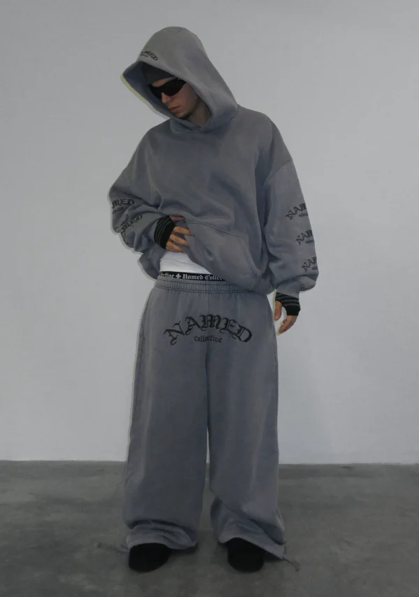 Old English Oversized Sweatpants Washed Vintage Grey-1