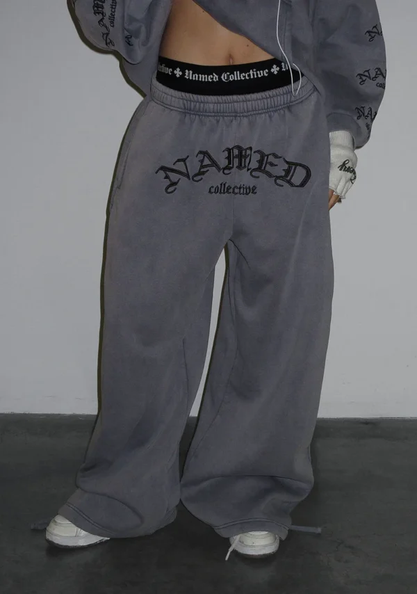 Old English Oversized Sweatpants Washed Vintage Grey-3