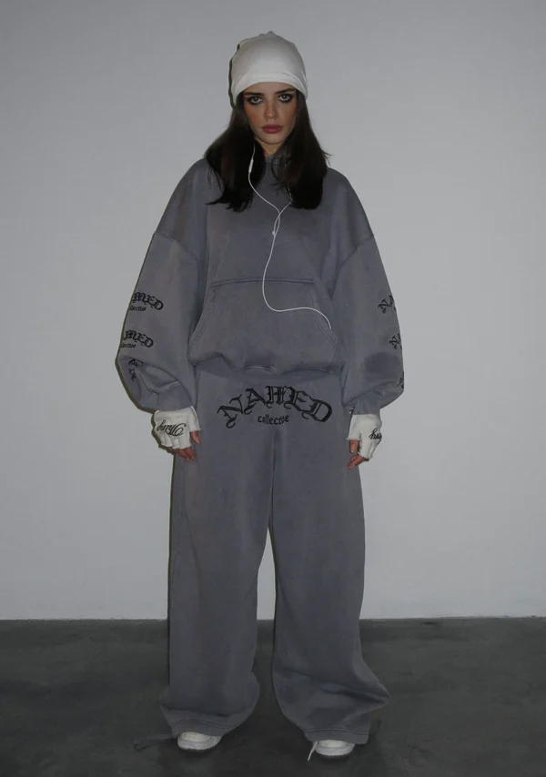 Old English Oversized Sweatpants Washed Vintage Grey-7