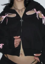 PRINC355 Ribbon Crop Tracksuit Black-3