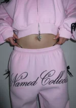 PRINC355 Ribbon Sweatpants Baby Pink-4