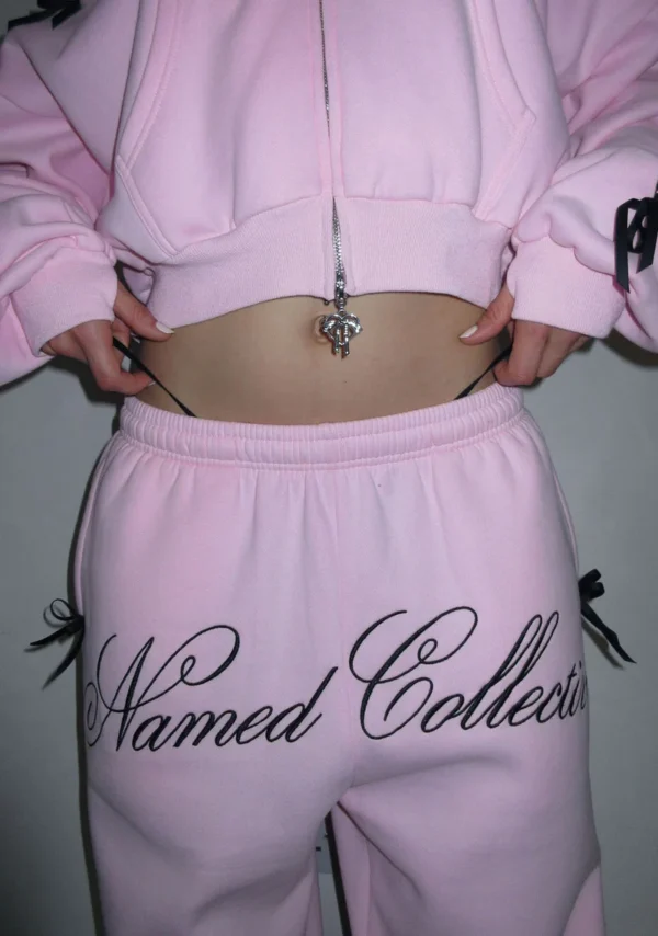 PRINC355 Ribbon Sweatpants Baby Pink-4