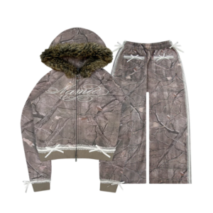 Prey Faux Fur Fitted ZIP Tracksuit Tree Camo (Detachable Fur)