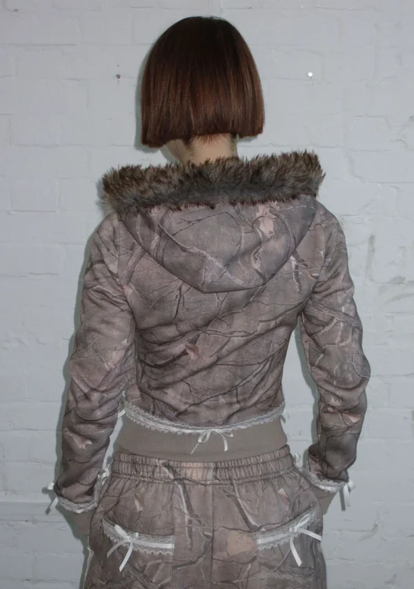 Prey Faux Fur Fitted ZIP Tracksuit Tree Camo (Detachable Fur)-5