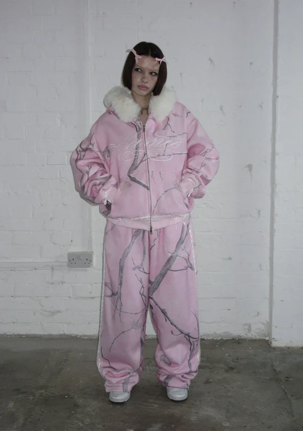 Prey Faux Fur ZIP Tracksuit Pink Camo (Detachable Fur)-1