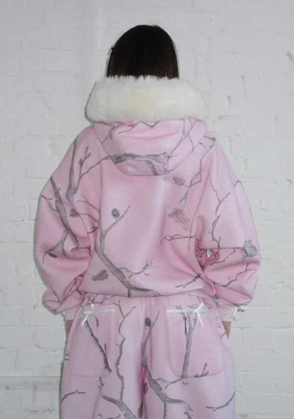 Prey Faux Fur ZIP Tracksuit Pink Camo (Detachable Fur)-2