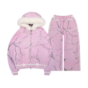 Prey Faux Fur ZIP Tracksuit Pink Camo (Detachable Fur)