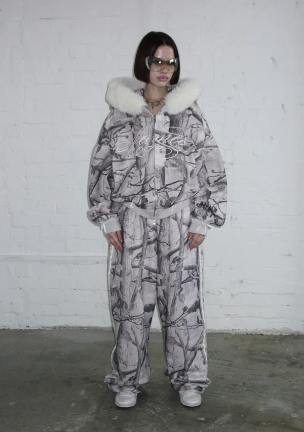 Prey Faux Fur ZIP Tracksuit Snow (Detachable Fur)-1