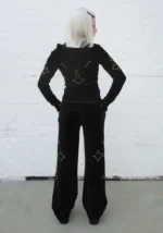 Rebel Studded Velour Sweatpants Black-1