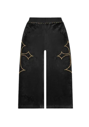 Rebel Studded Velour Sweatpants Black