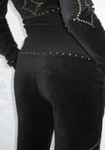 Rebel Studded Velour Sweatpants Black-4