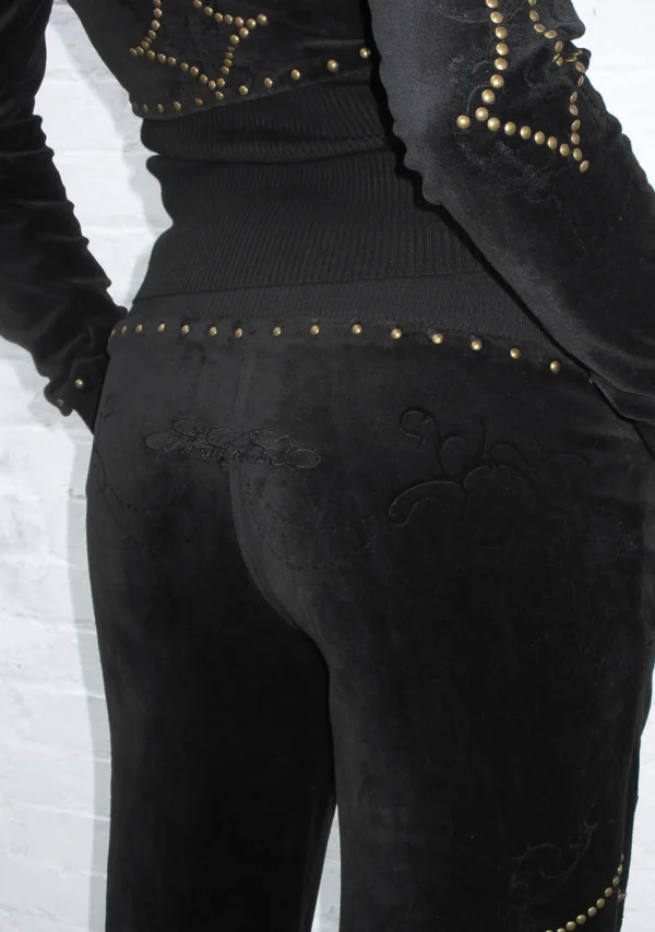 Rebel Studded Velour Sweatpants Black-4