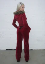 Rebel Velour Sweatpants Dark Red-4