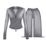 Rumour Studded Fitted ZIP Tracksuit Gradient Grey