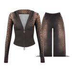 Rumour Studded Fitted ZIP Tracksuit Leopard