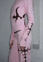 Sinner Lace Cut Out Sculpt Stretch Tracksuit Baby Pink-3