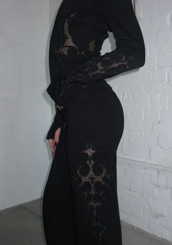 Sinner Lace Cut Out Sculpt Stretch Tracksuit Black-2