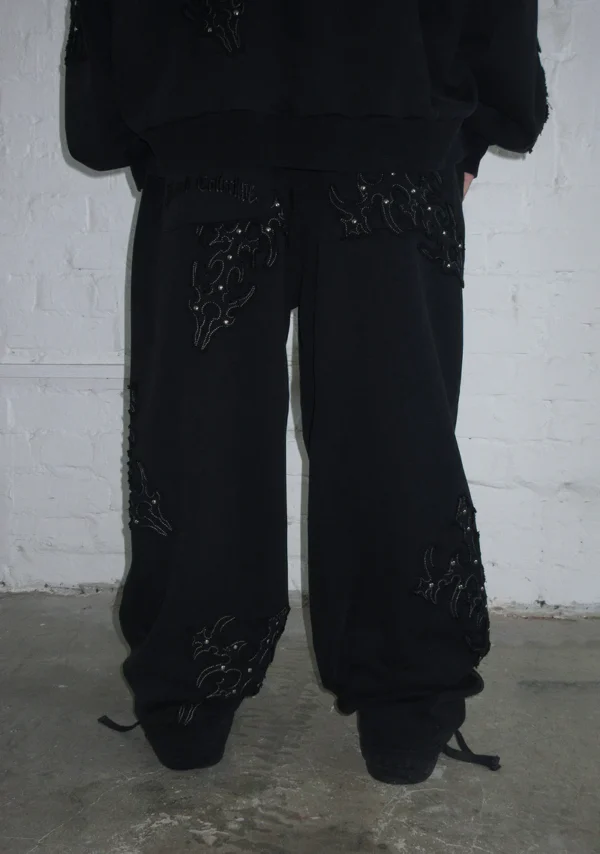 Sinner Studded Oversized Sweatpants Black Vintage Wash-3