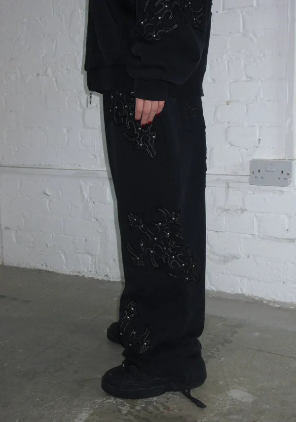 Sinner Studded Oversized Sweatpants Black Vintage Wash-4