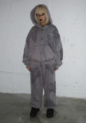 Sinner Studded Oversized Sweatpants Grey Vintage Wash-1