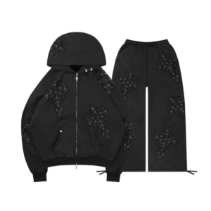 Sinner Studded Tracksuit Black Vintage Wash
