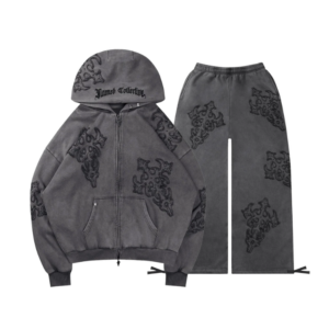 Sinner Studded Tracksuit Grey Vintage Wash