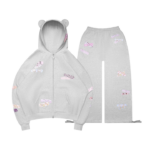 Stitch Teddy ZIP Tracksuit White Marl