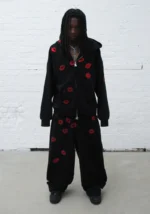 Tease Rhinestone Kiss Oversized Sweatpants Black-1