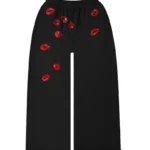 Tease Rhinestone Kiss Oversized Sweatpants Black