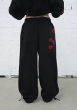 Tease Rhinestone Kiss Oversized Sweatpants Black-5