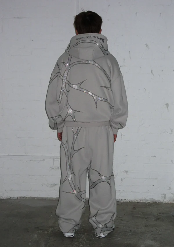 Thorn Rhinestone Sweatpants Bone-2