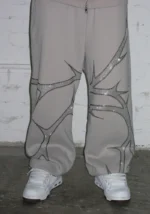 Thorn Rhinestone Sweatpants Bone-3