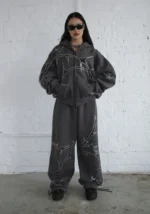 Thorn Rhinestone Sweatpants Charcoal-1