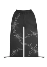 Thorn Rhinestone Sweatpants Charcoal-5