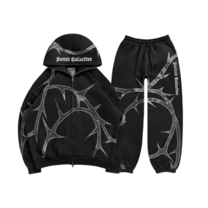 Thorn Rhinestone ZIP Tracksuit Black