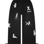 Unrealistic Ideals Rhinestone Oversized Sweatpants Black