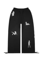 Unrealistic Ideals Rhinestone Oversized Sweatpants Black-5