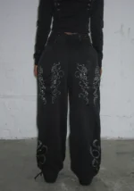 Vendetta Lace Up Fitted ZIP Tracksuit Black Vintage Wash-2