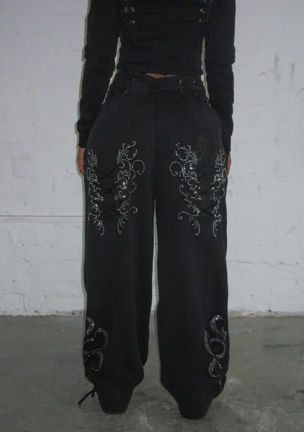 Vendetta Lace Up Fitted ZIP Tracksuit Black Vintage Wash-2