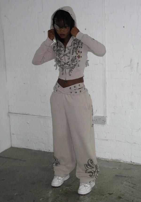 Vendetta Lace Up Fitted ZIP Tracksuit Bone