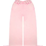Vendetta Lace Up Oversized Sweatpants Washed Baby Pink